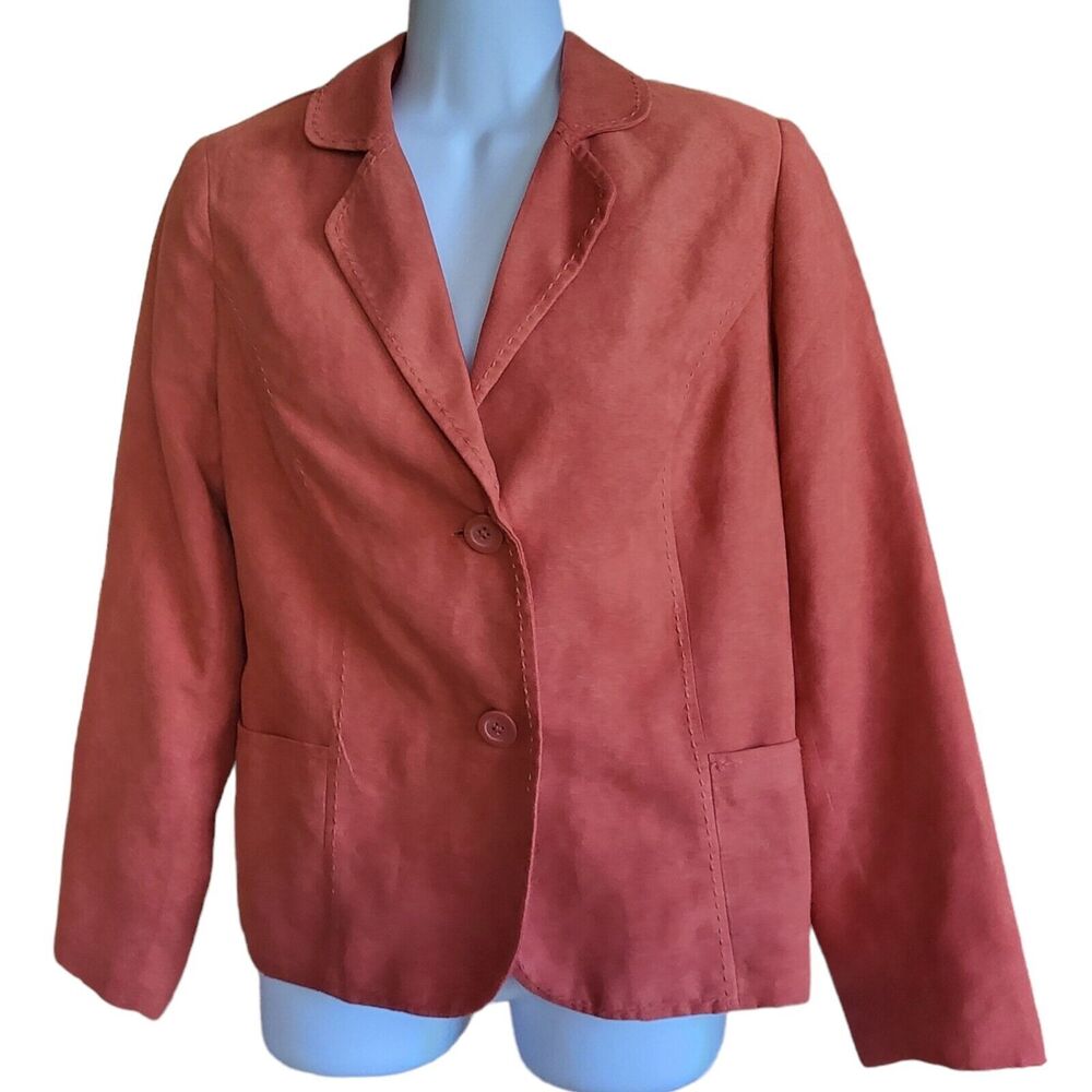 Studio Works Sandstone Faux Micro Suede Button Petite Size 6P Blazer Vin…